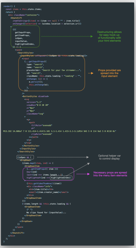 Annotated render method of Downshfit powered input