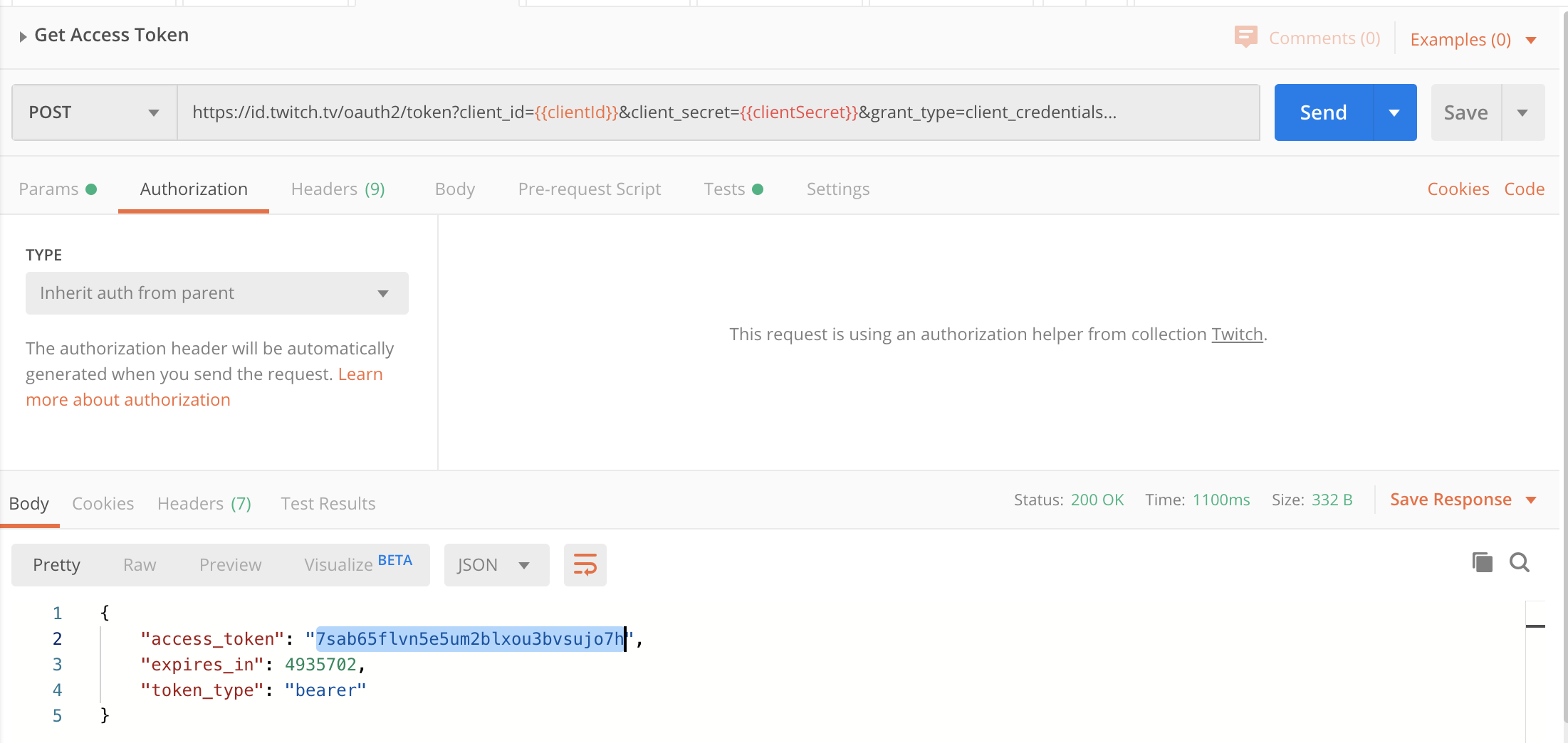 Postman access token GET request